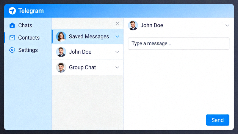 Telegram Desktop官方客户端主界面截图，展示默认英文界面