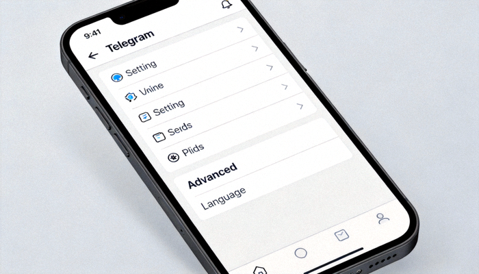 Telegram设置中从Advanced进入Language选项的路径截图