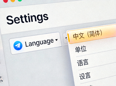 Telegram桌面版设置菜单中Language选项选择中文简体语言的界面截图